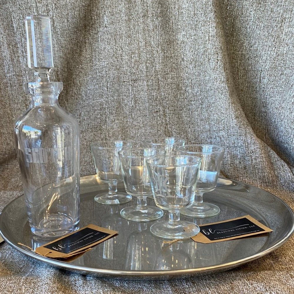 Set of 5 Scotch glasses Etched with a “K”